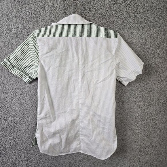 Seaplane Mens XXS White Green Striped Button Up Shirt Beach Surf Made In USA - Picture 2 of 6